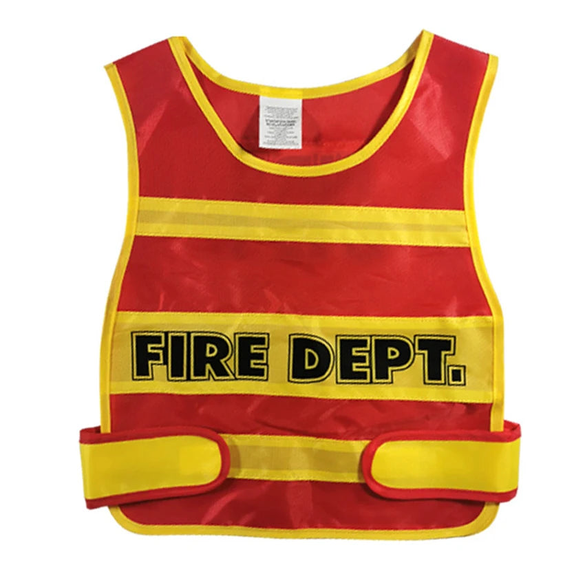 Dos tipos de disfraces de rol profesionales, bomberos, chalecos de juego de rol de policía de tráfico, accesorios de juego para niños