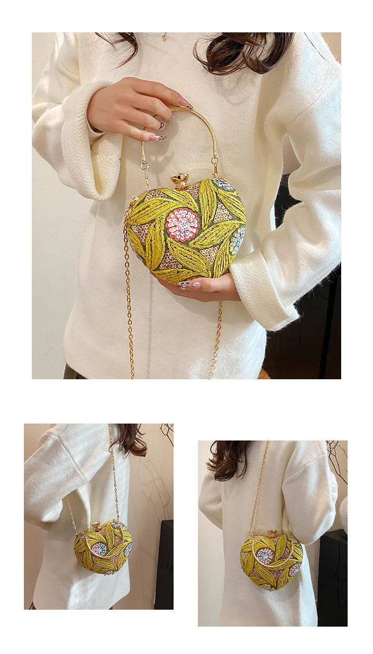 Bolso de mano para mujer 2026Nuevos bolsos de hombro con lentejuelas a la moda europea y americana, bolso de noche de mano Retro para celebridades de Internet