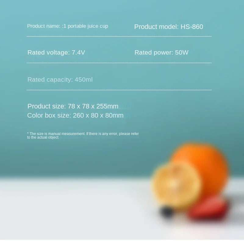 Máquina mezcladora doméstica, licuadora portátil, exprimidor eléctrico triturado con 3 velocidades, 450ML, gran capacidad, pantalla Digital, taza de jugo