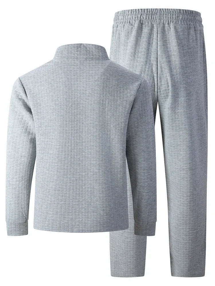 Conjunto de polo y pantalones a cuadros para hombre, chándal de 2 piezas para deportes de golf, ropa informal, traje deportivo de ocio para hombre