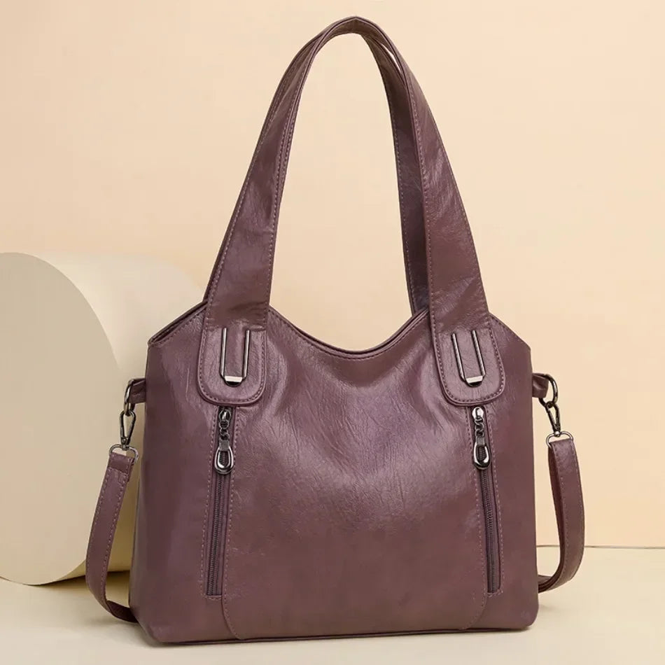 Bolsos de mano de Color sólido a la moda para mujer, bolso de mano de cuero suave, bolsos cruzados grandes informales para mujer, nuevas bolsas de mensajero de hombro