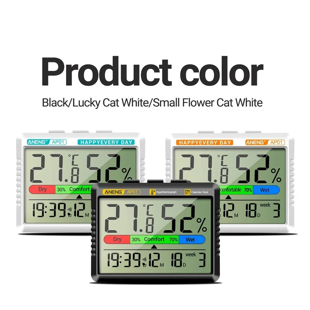 Termómetro de aire inteligente, higrómetro, reloj multifunción, pantalla Digital, Sensor de estación meteorológica para el hogar, interior y exterior