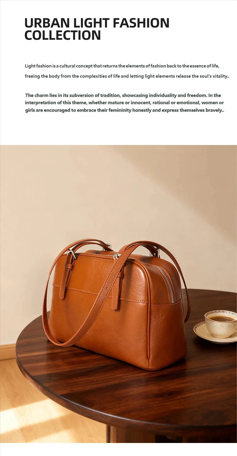 Bolso de Mano para Mujer 2025, Nuevo Bolso Boston, Bolso Bowling, Bolso de Hombro de Cuero Genuino, Bolso de Mujer