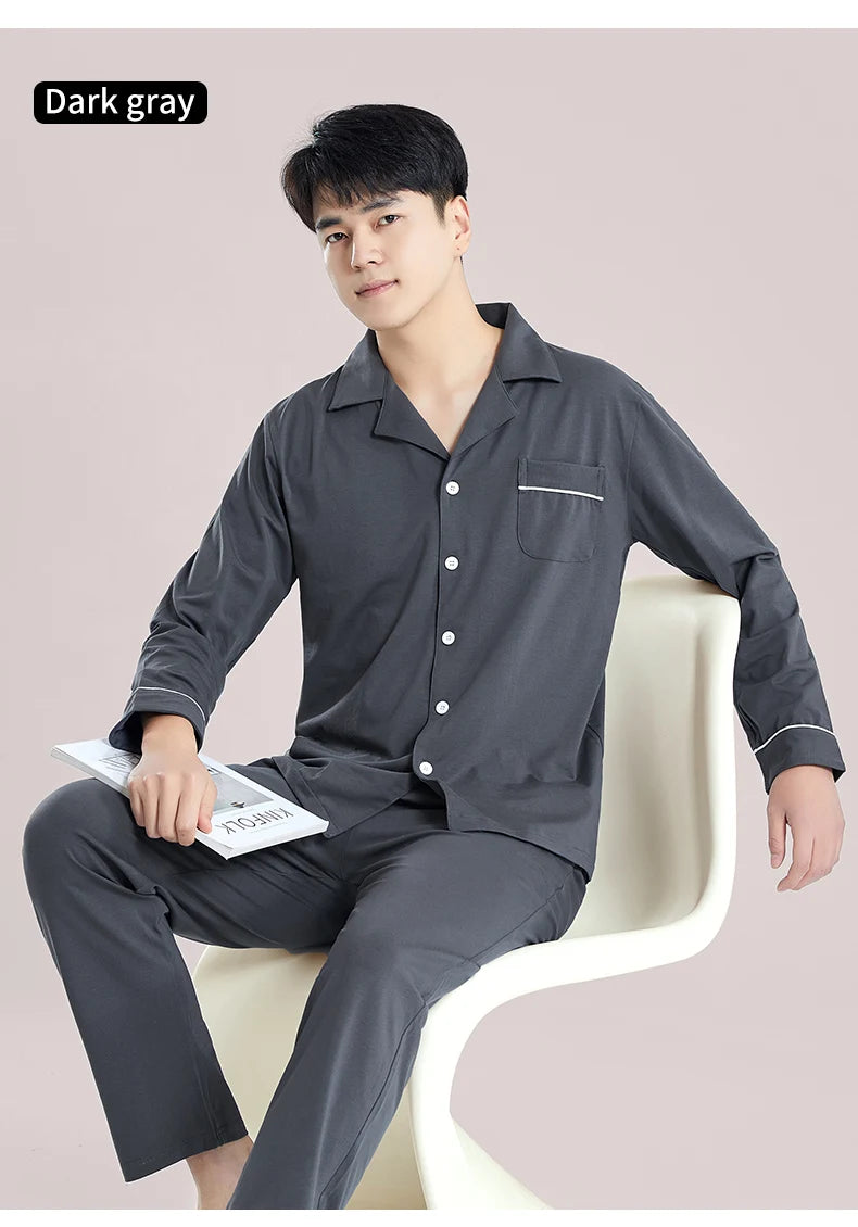 Pijamas de algodón 100% de Invierno para Hombre, ropa de dormir azul, Pijama cálido para Hombre, Pijamas de algodón para Hombre, Pijamas a cuadros de algodón de talla grande