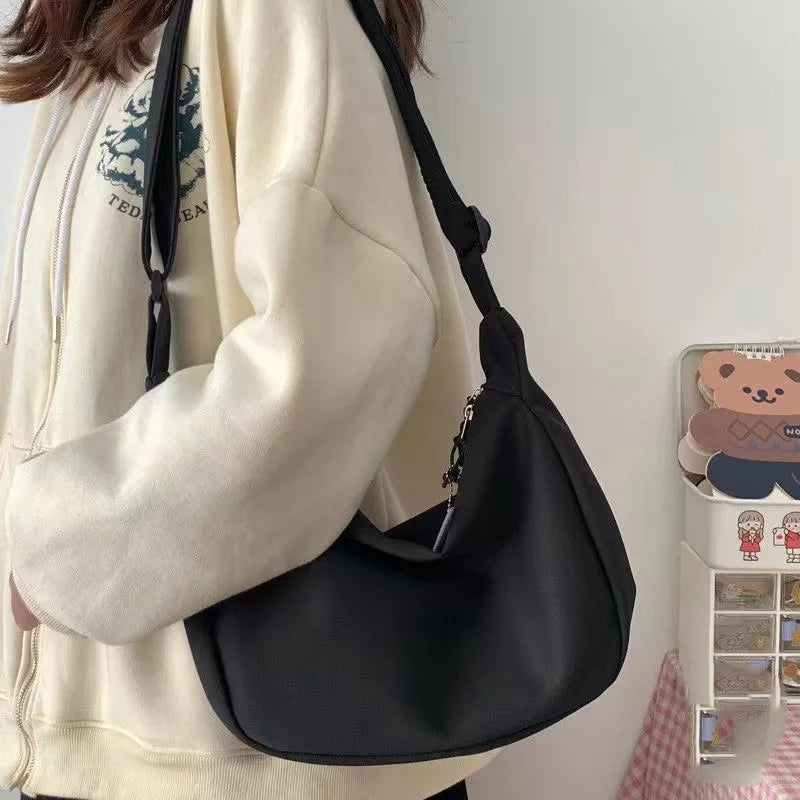 Bolso de hombro sólido Harajuku para mujer, bolsos multifunción simples que combinan con todo, bolsos cruzados de gran capacidad, monedero para adolescentes