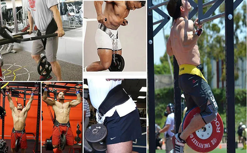 Cinturón de inmersión ponderada con cadena, doble anillo en D, correa de soporte para la espalda, levantamiento de pesas, equipo de gimnasio en casa, cinturón de cintura