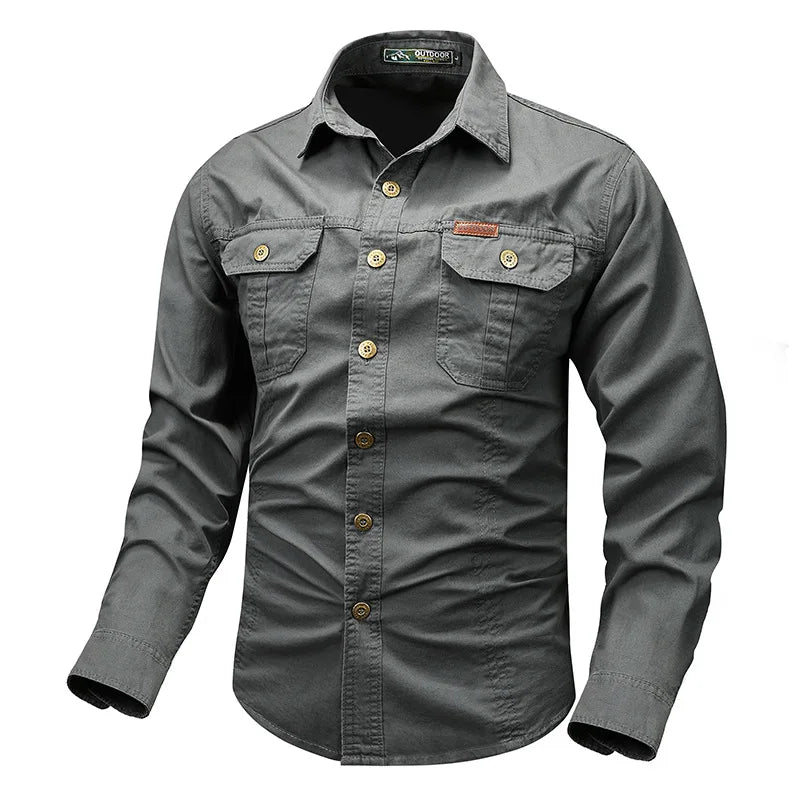 Camisa de carga táctica para hombre 5XL, ropa de trabajo, chaqueta holgada informal de manga larga para primavera y otoño, ropa de pesca, Golf, senderismo, camisa de talla grande