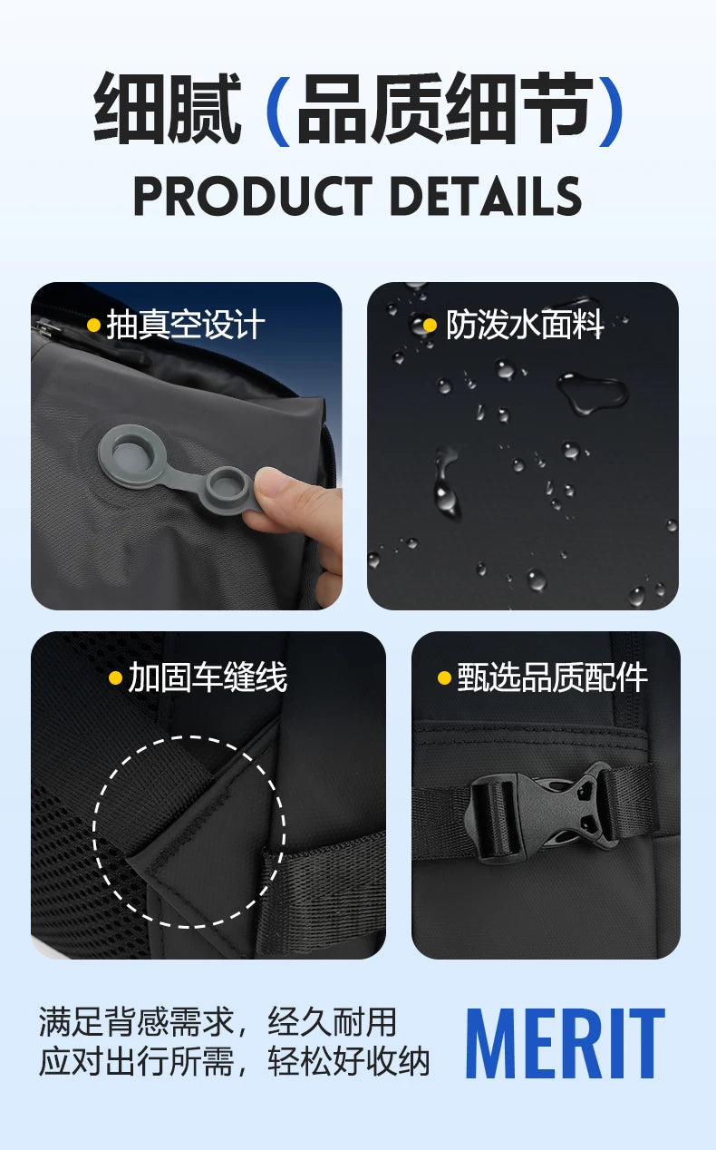 Mochila para hombre, bolsa de viaje multifuncional, compresión al vacío, impermeable, para viajes de negocios, nueva mochila para parejas