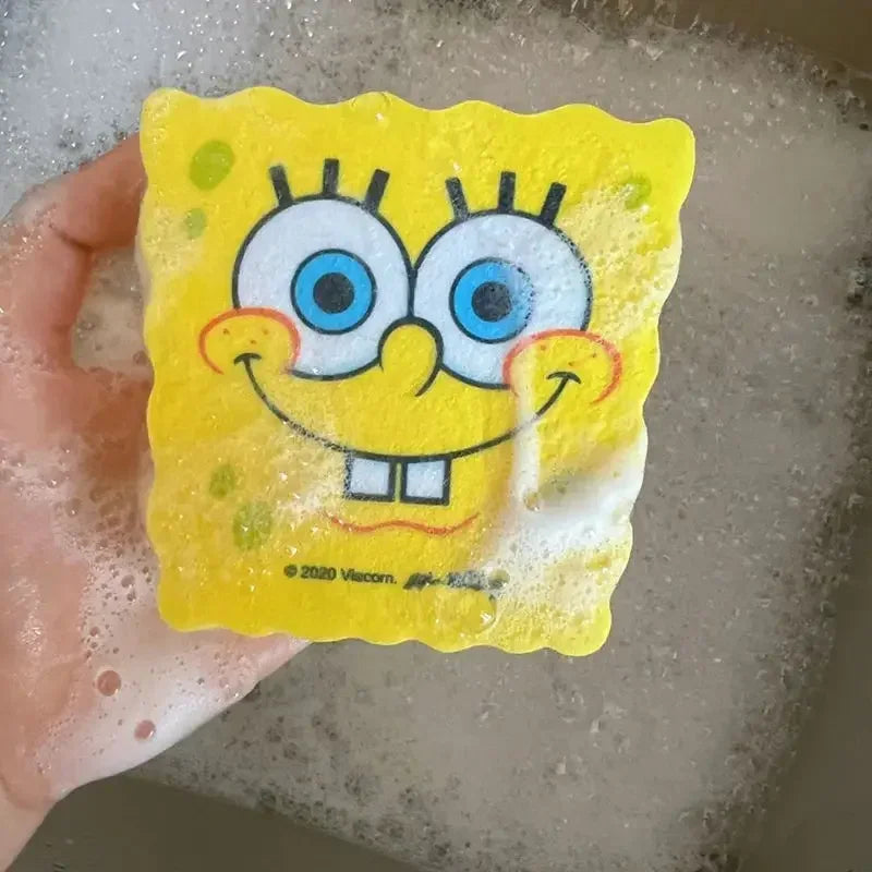 Cepillo para lavar platos de Bob Esponja, suministros de cocina para el hogar, escurridor, limpieza de platos, cepillos, estropajo reutilizable