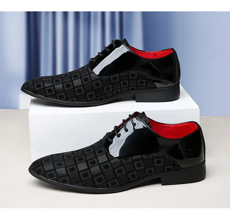 Zapatos de cuero informales rojos elegantes para hombre, zapatos de vestir con cordones y punta estrecha, zapatos formales cómodos, zapatos de vestir para hombre