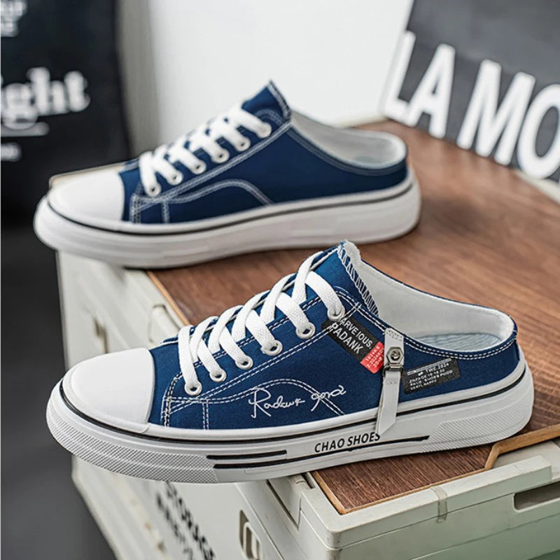 Zapatillas deportivas para hombre, zapatillas de lona transpirables con punta cerrada, mocasines a la moda para hombre, Zapatos para caminar al aire libre 2025, Zapatos de hombre