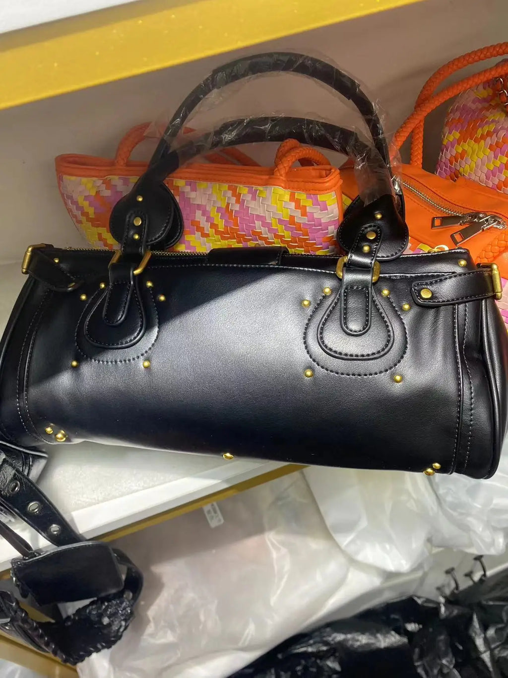 Bolso con Cabeza de Candado Retro, Bolso con Almohada con Remaches, Bolso de Chica Estilo Millennium, Bolso Cruzado para Ir al Trabajo