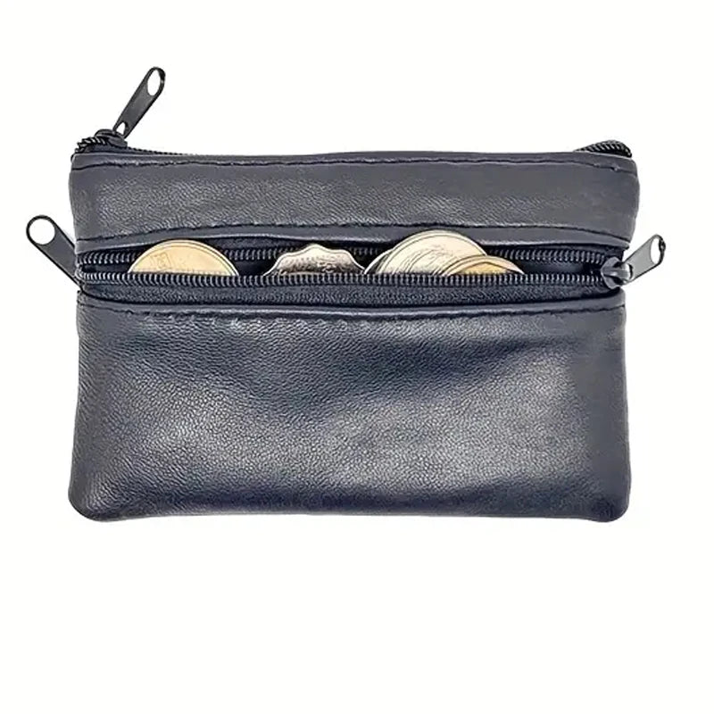 Monedero de cuero PU, bolso pequeño, cartera Unisex con cremallera, monedero, llavero de cuero, bolsa de cambio, Mini billetera para hombres y mujeres