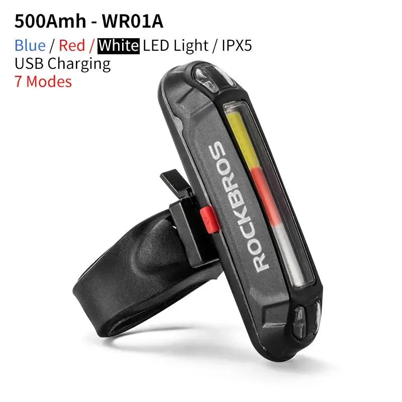 Luz trasera resistente al agua para bicicleta ROCKBROS luz trasera LED USB recargable de seguridad luz trasera para bicicleta