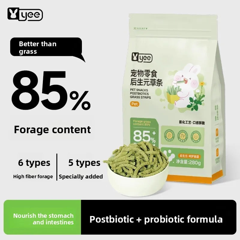 Yee Rabbit Snack-palitos de hierba postbióticos, heno de Timothy, golosinas de alta fibra para conejillos de indias y mascotas herbívoras pequeñas