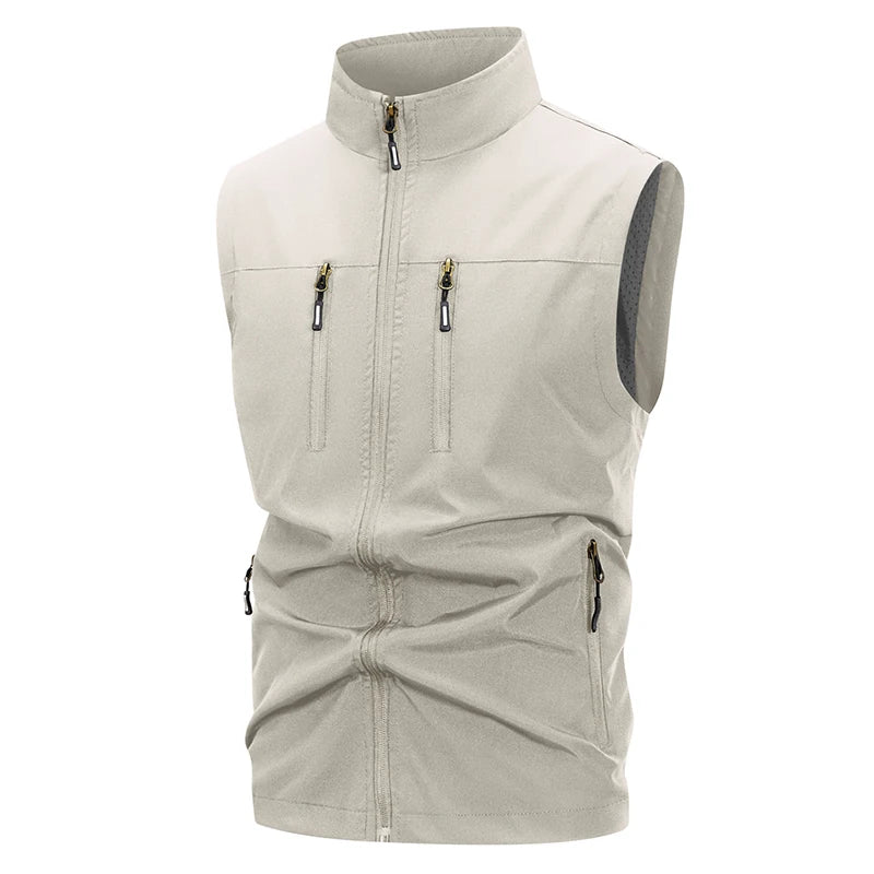 Chaleco Softshell ligero para hombre con bolsillos con cremallera, chaqueta sin mangas a prueba de viento para senderismo, Golf, prendas de vestir al aire libre, cortavientos