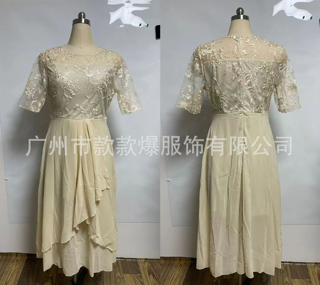 Vestido de noche Vestidos 2026 Mujer elegante temperamento suave SlimI Irregular Color sólido moda banquete gasa francés