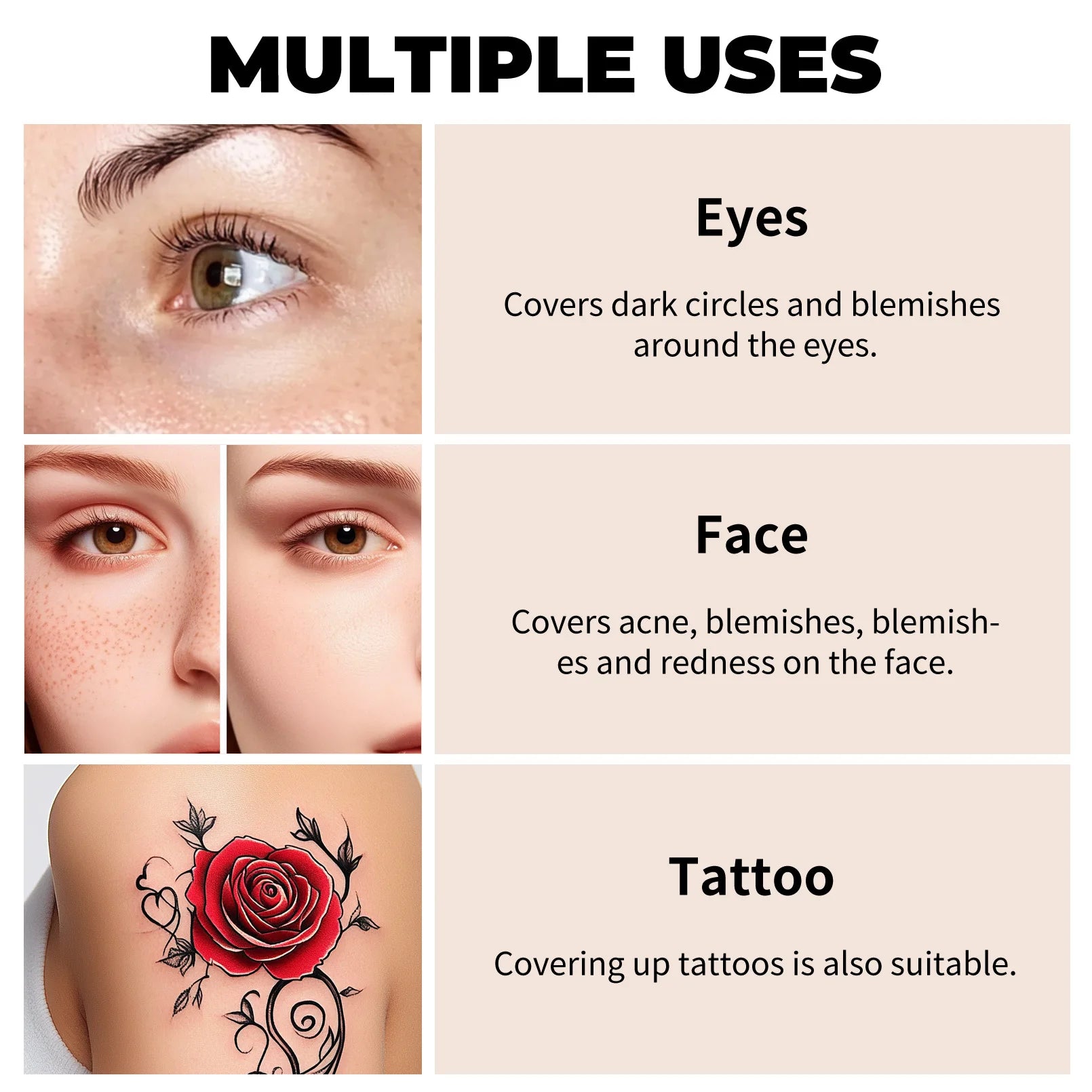 Corrector iluminador de ojos hidratante y crema para el contorno, cobertura completa, corrector de ojos de larga duración y corrector para un maquillaje de aspecto perfecto