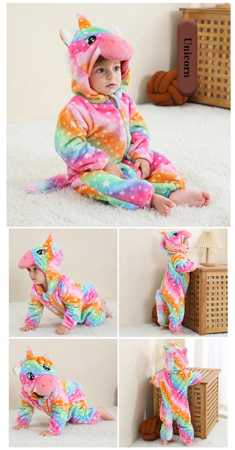 Pijamas térmicos de franela para bebés, ropa de invierno para niños pequeños, monos de ardilla y vaca, mono infantil