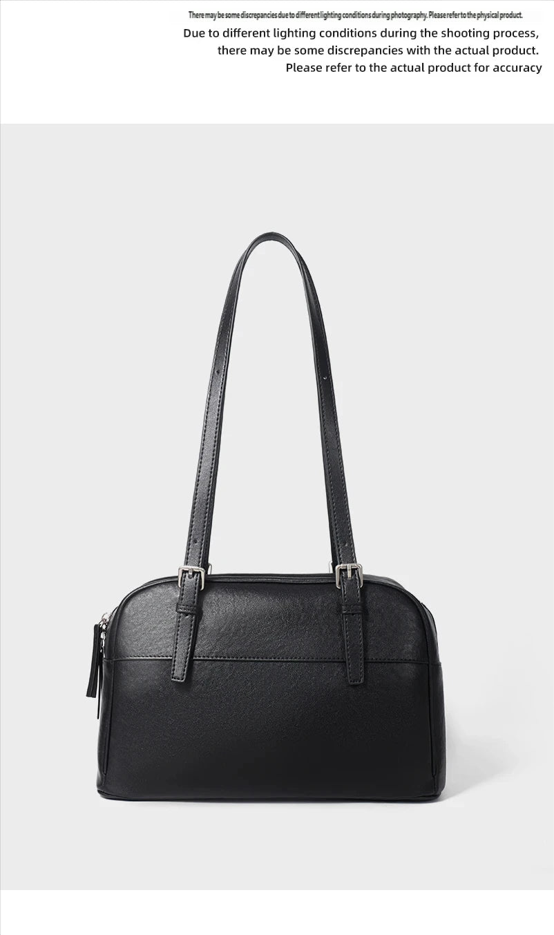 Bolso de Mano para Mujer 2025, Nuevo Bolso Boston, Bolso Bowling, Bolso de Hombro de Cuero Genuino, Bolso de Mujer