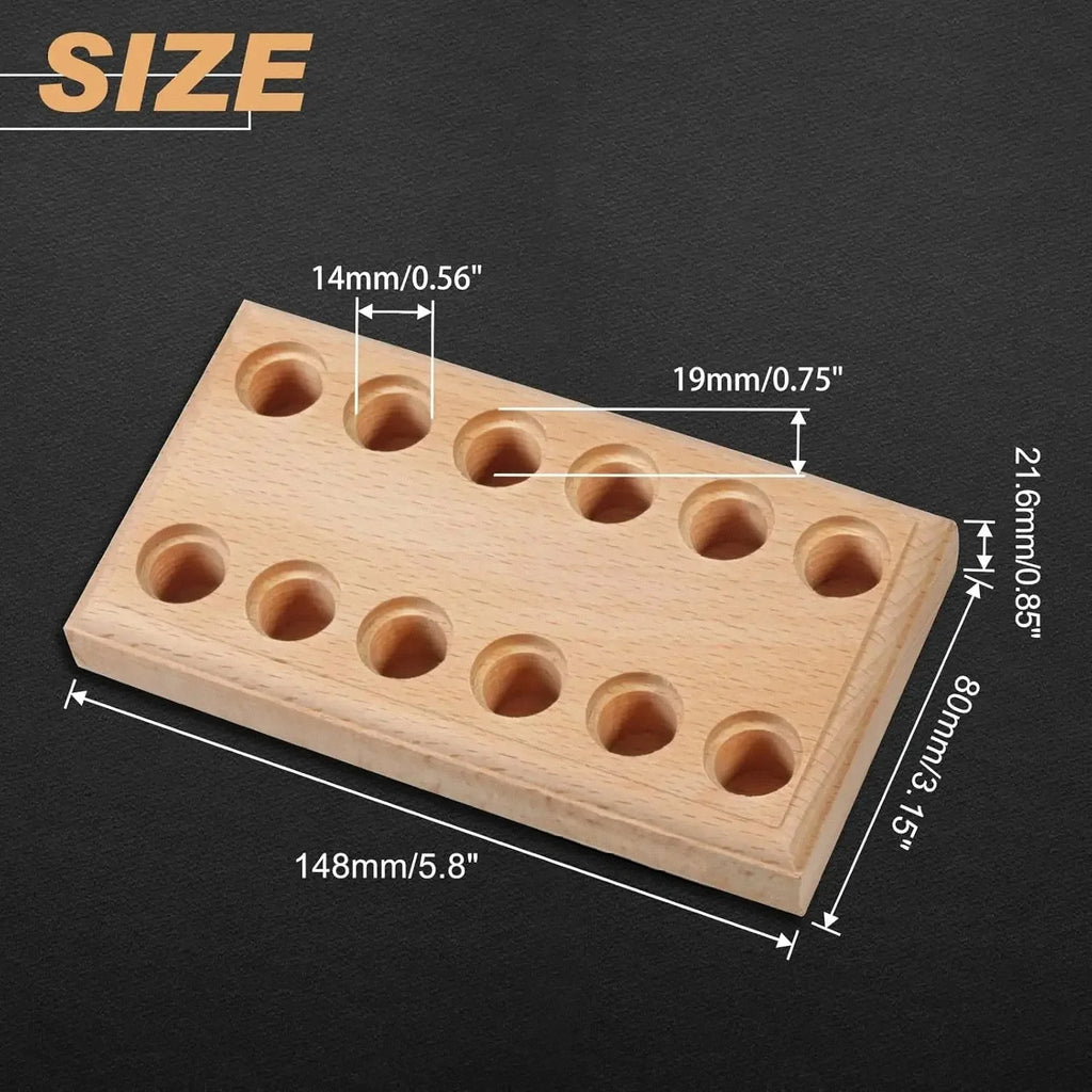 Estante organizador de alicates de madera dura con 12 agujeros, almacenamiento compacto para 6 alicates, soporte para herramientas de joyería, bloque de taller que ahorra espacio