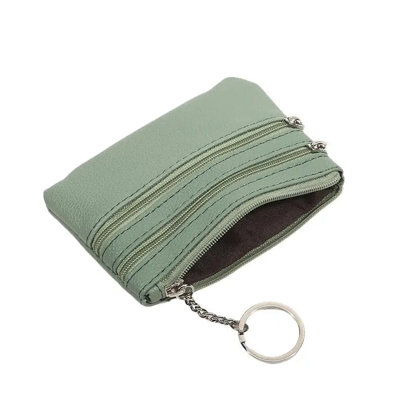 Monedero de cuero PU a la moda, cartera pequeña para mujer, monederos de cambio, Mini bolsas de dinero con cremallera, billeteras de bolsillo para niños, llavero