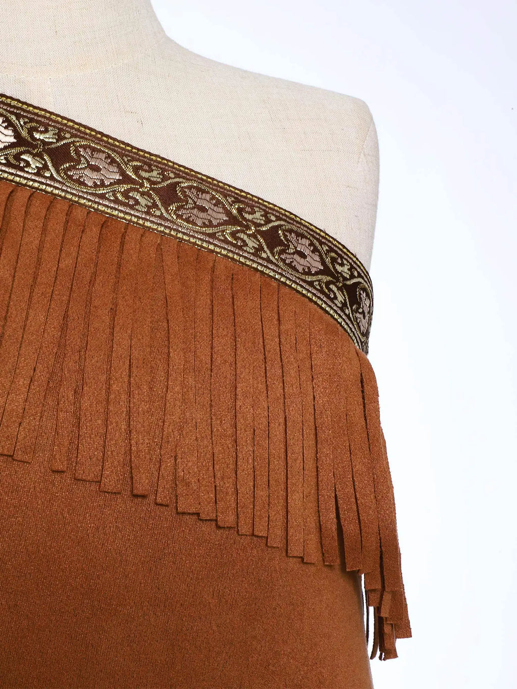 Disfraces indígenos indígenas para niñas, vestidos de Cosplay de Halloween, vestido de princesa de los Indios Savagees de hombre de las cavernas, vestido de gamuza y mangas con borlas