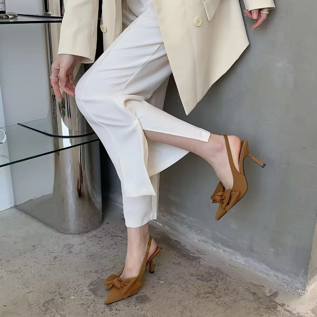 Sandalias De tacón alto para Mujer, moda De primavera, nuevos Zapatos cómodos De diseñador De mariposa, vestido Sexy, sandalias con punta estrecha, Zapatos De Mujer