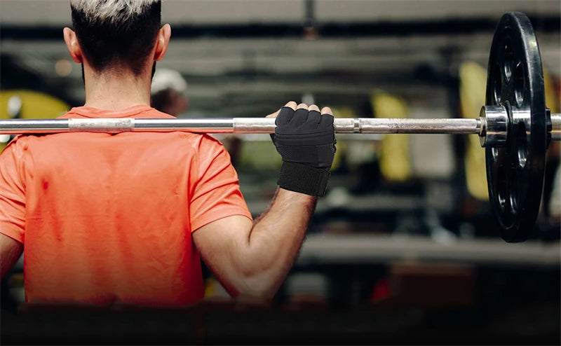 Guantes de Fitness levantamiento de pesas mancuernas culturismo Crossfit Pull Ups entrenamiento guantes de gimnasio para hombre