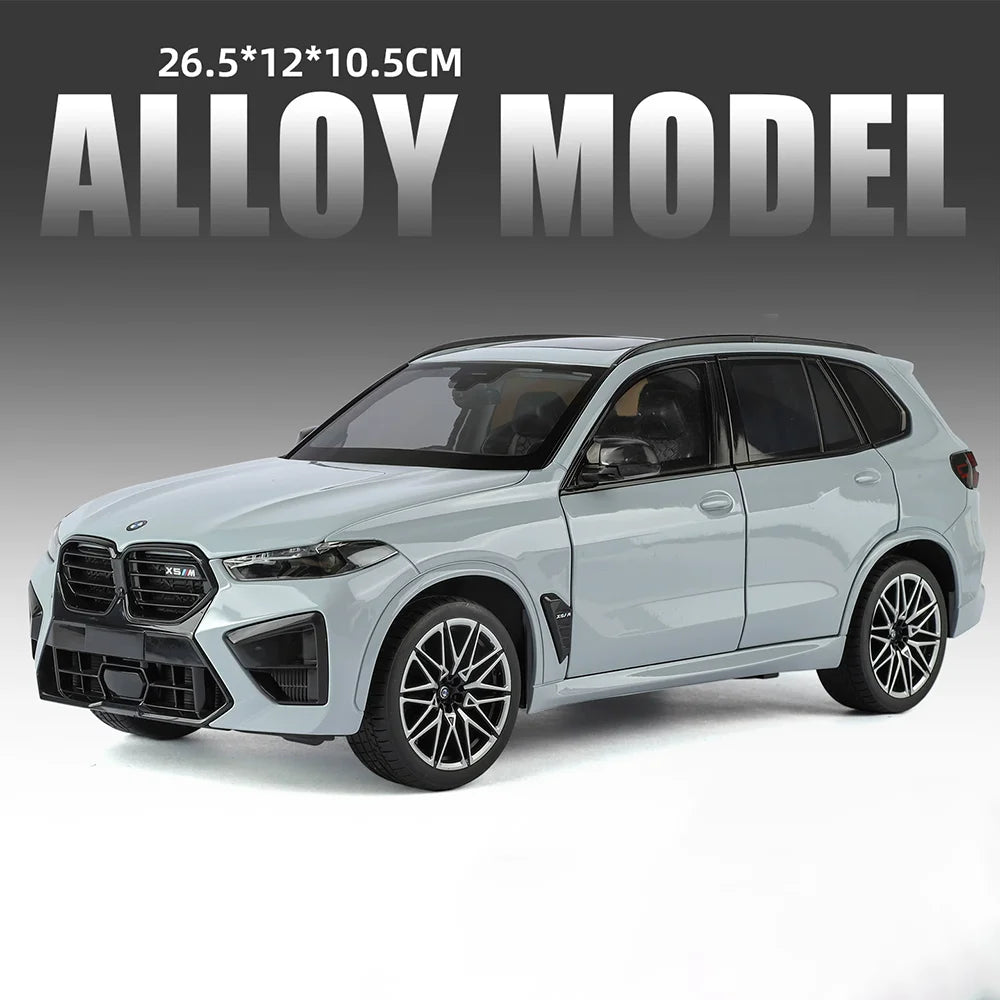 Modelo de coche X5M de gran tamaño 1:18, cuerpo de aleación de juguete, neumáticos de goma, tobogán hacia adelante, absorción de impacto, modelos de vehículos, adornos de escritorio