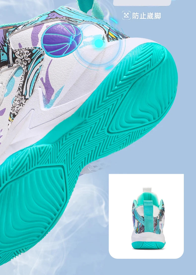 Zapatillas de baloncesto de moda para niños, zapatillas altas, zapatillas deportivas informales para niños, zapatillas de gimnasio antideslizantes con protección en el tobillo para niños