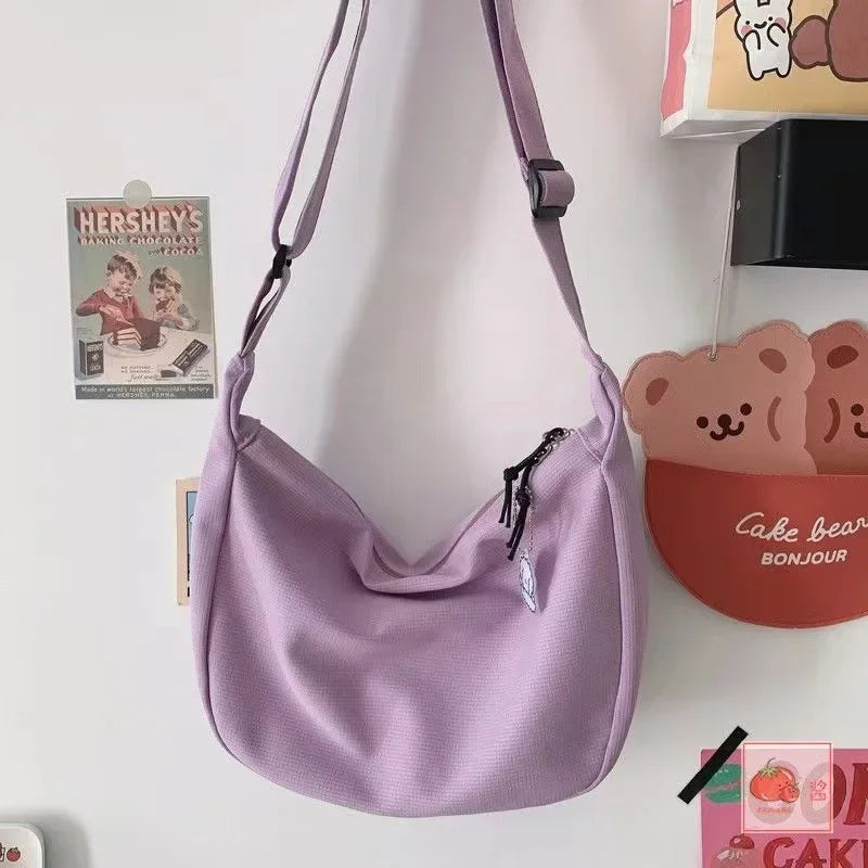 Bolso de hombro sólido Harajuku para mujer, bolsos multifunción simples que combinan con todo, bolsos cruzados de gran capacidad, monedero para adolescentes
