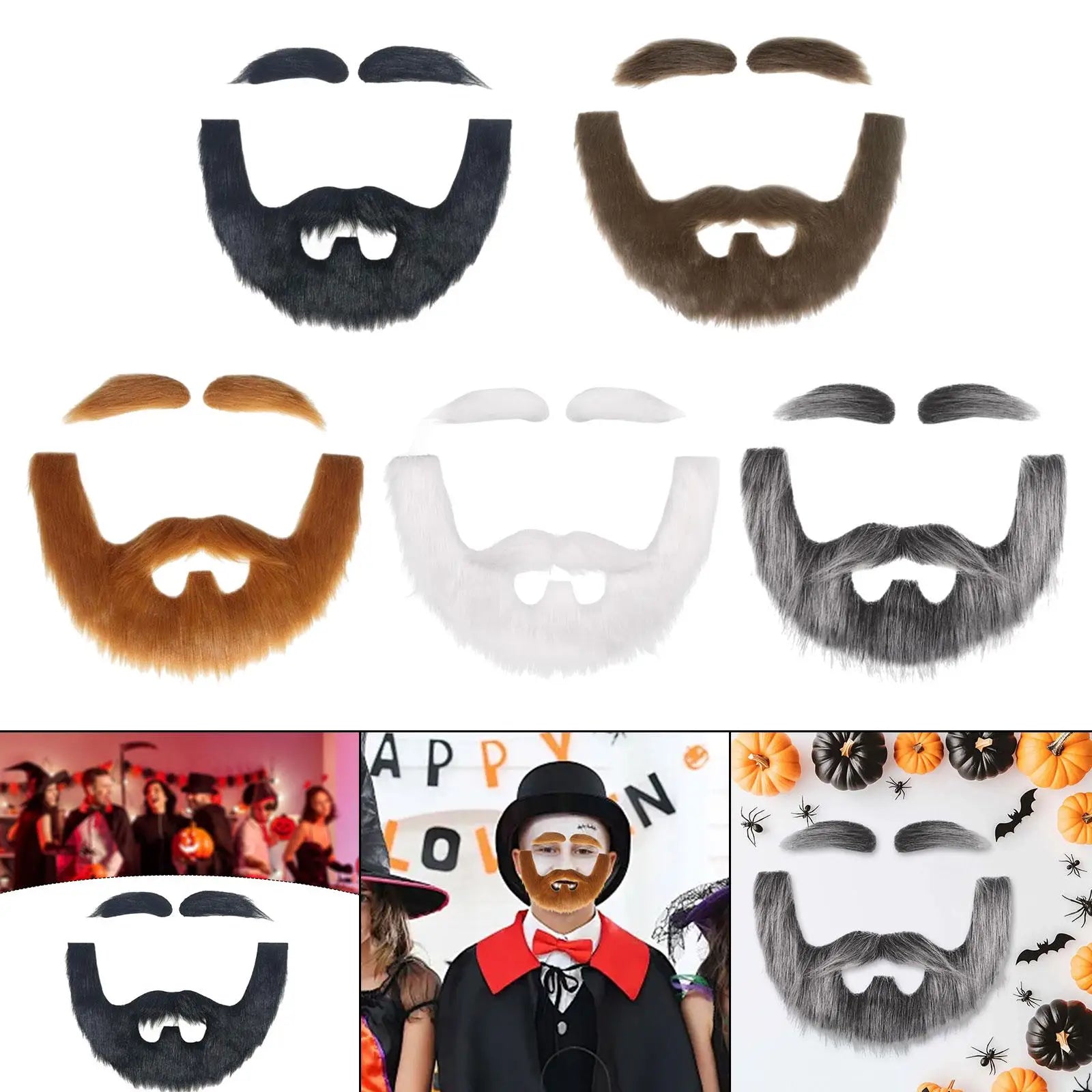 DIY barba falsa autoadhesiva realista vestir accesorios de disfraz para Halloween Festival puesta en escena óperaciones de cumpleaños