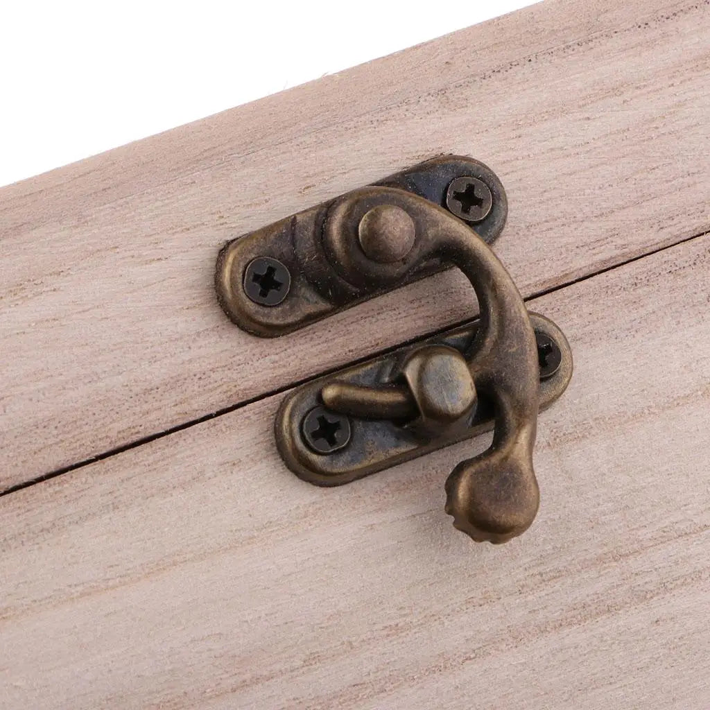 Caja de madera Natural sin terminar, caja de almacenamiento de joyería con cierre de bloqueo para regalos, manualidades, caja de almacenamiento para el hogar