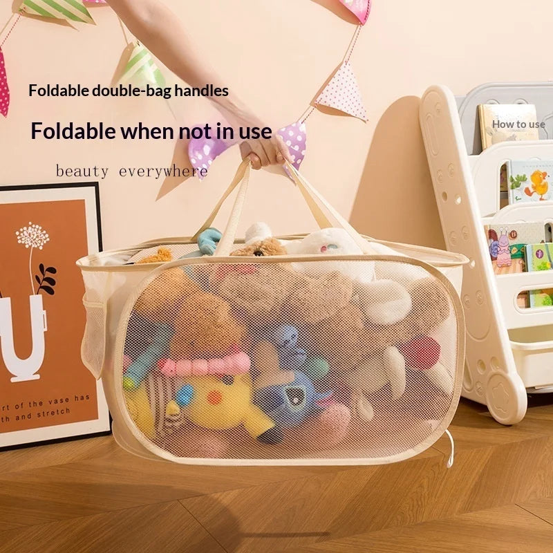 Cesta de Almacenamiento de Juguetes Plegable de Gran Capacidad, Organizador de Peluches, Cesto de Ropa Multiusos para el Hogar y el Dormitorio