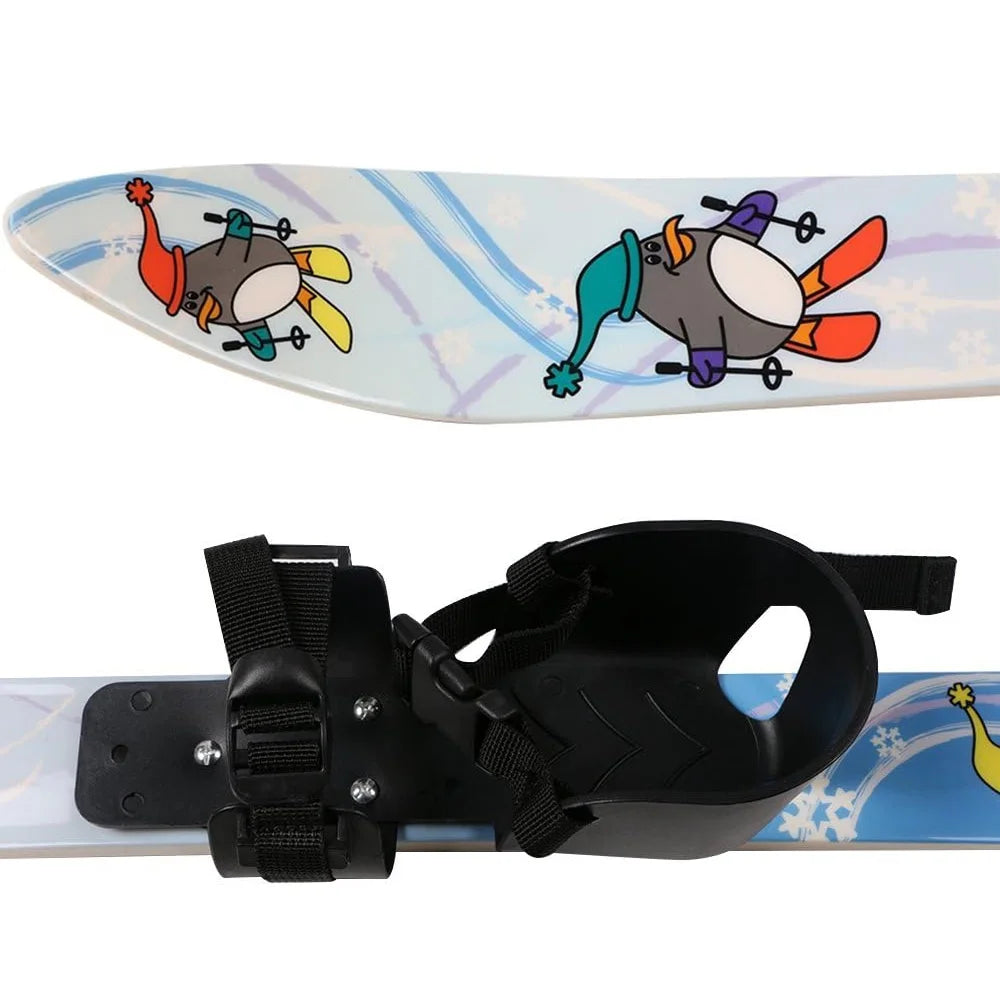 Esquís y postes de nieve para principiantes con fijaciones, tablas de esquí de baja resistencia para niños de 2 a 8 años, resistentes y seguros, equipo de esquí