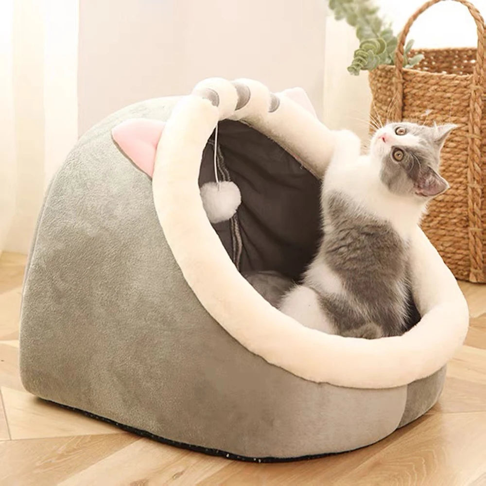 1 unidad de cama nido para gatos cómoda y bonita semicerrada Universal para las cuatro estaciones cálida para invierno