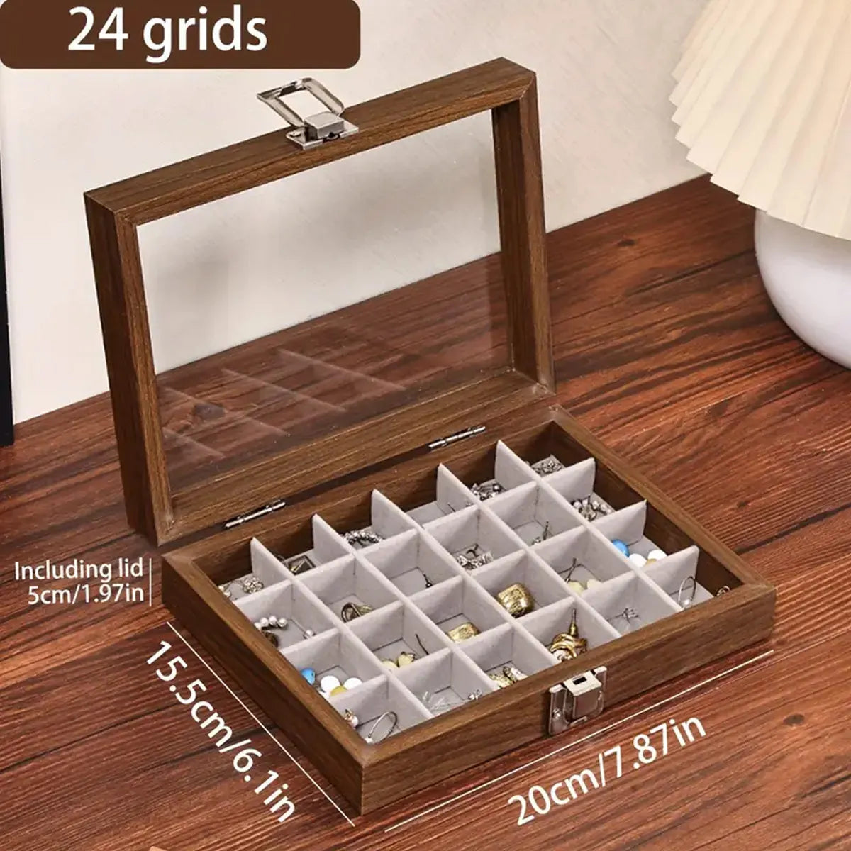 1 unidad, caja de almacenamiento de joyería Vintage, joyero cubierto, caja de anillos, pendientes, pulseras, collares, caja de presentación de madera maciza