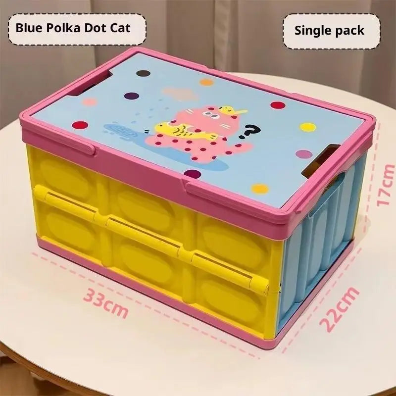 ♥ Cajas de almacenamiento plegables con estampado de dibujos animados, cajas organizadoras de juguetes plegables para niños, contenedores de almacenamiento portátiles coloridos