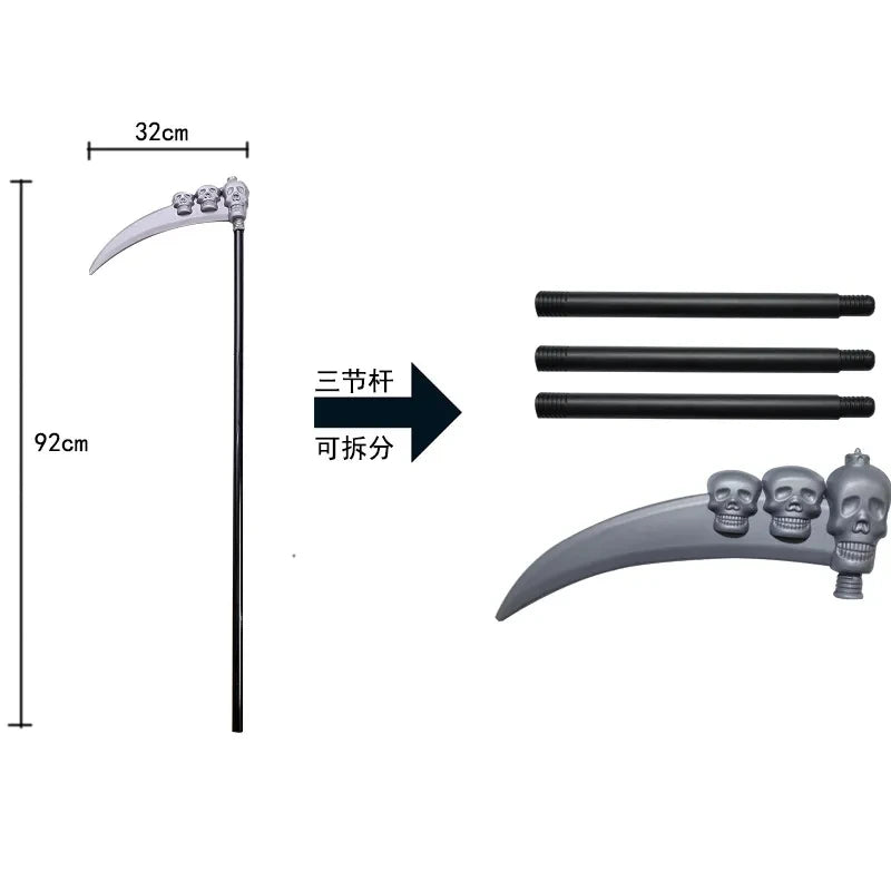 Disfraz de Grim Reaper para Halloween, terrorífico disfraz de esqueleto para niños y adultos, Túnica de fantasma y hoz, 2025