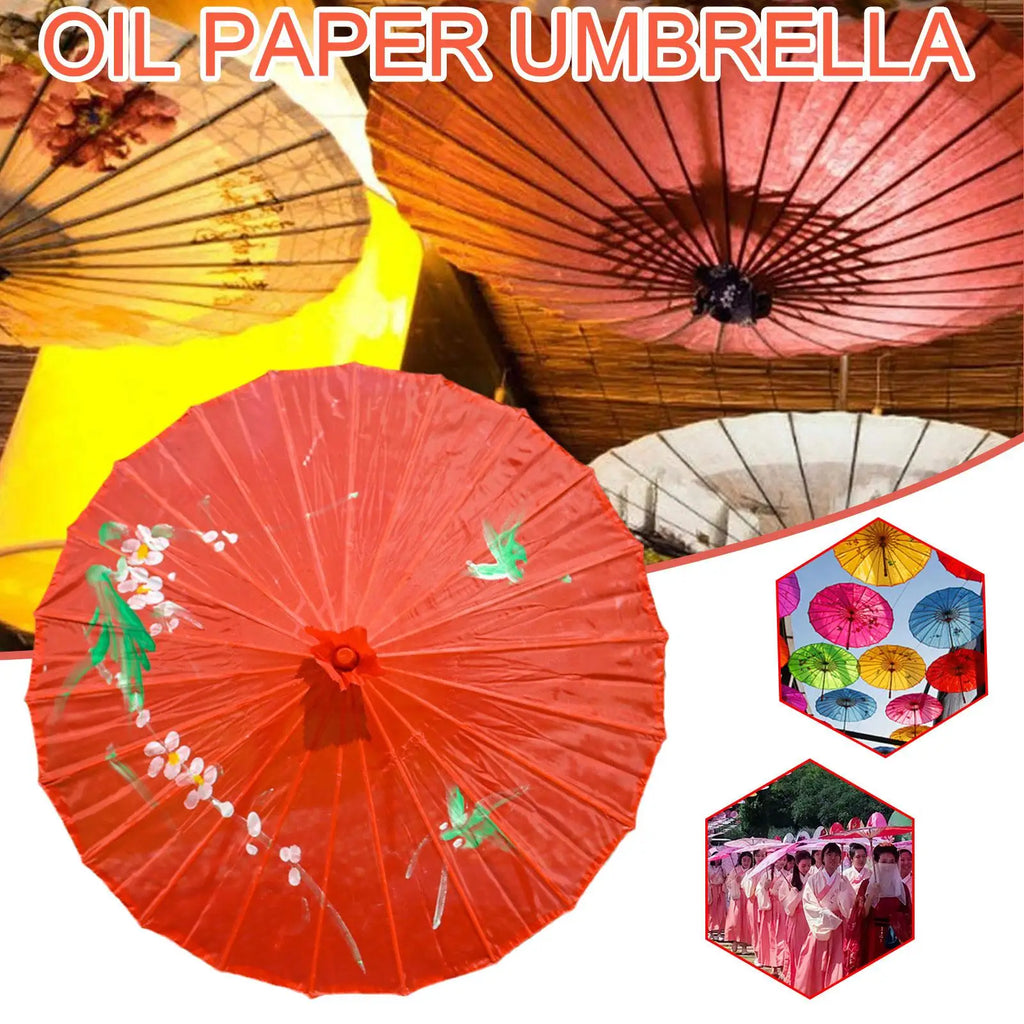 Paraguas de papel de aceite hecho a mano para mujer, decoración de estilo chino, accesorios de fotografía, baile, Qipao, Hanfu