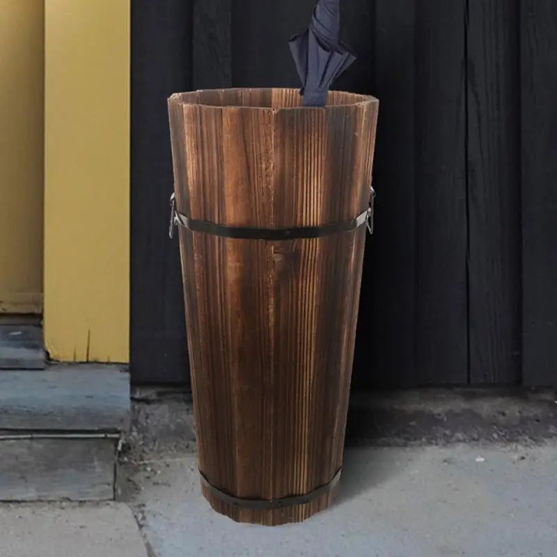 Nuevo soporte de cubo de paraguas de madera, bastón de vinagre para Hotel, estantes de mimbre para entrada, soporte para ahorro de espacio al aire libre, oficina