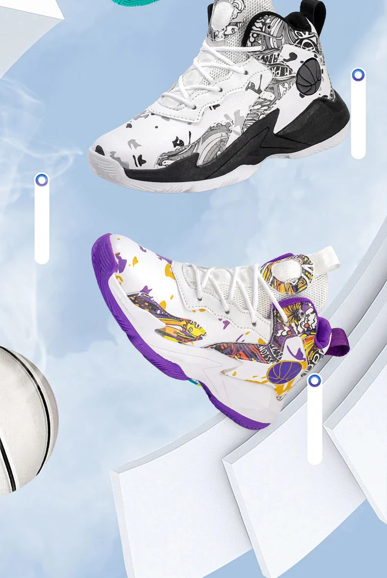 Zapatillas de baloncesto de moda para niños, zapatillas altas, zapatillas deportivas informales para niños, zapatillas de gimnasio antideslizantes con protección en el tobillo para niños