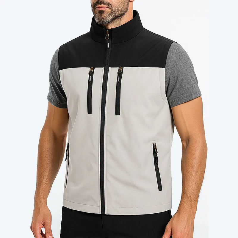 Chaleco Softshell ligero para hombre con bolsillos con cremallera, chaqueta sin mangas a prueba de viento para senderismo, Golf, prendas de vestir al aire libre, cortavientos