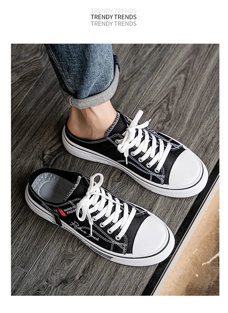 Zapatillas deportivas para hombre, zapatillas de lona transpirables con punta cerrada, mocasines a la moda para hombre, Zapatos para caminar al aire libre 2025, Zapatos de hombre