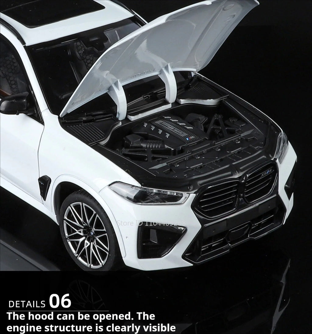 Modelo de coche X5M de gran tamaño 1:18, cuerpo de aleación de juguete, neumáticos de goma, tobogán hacia adelante, absorción de impacto, modelos de vehículos, adornos de escritorio