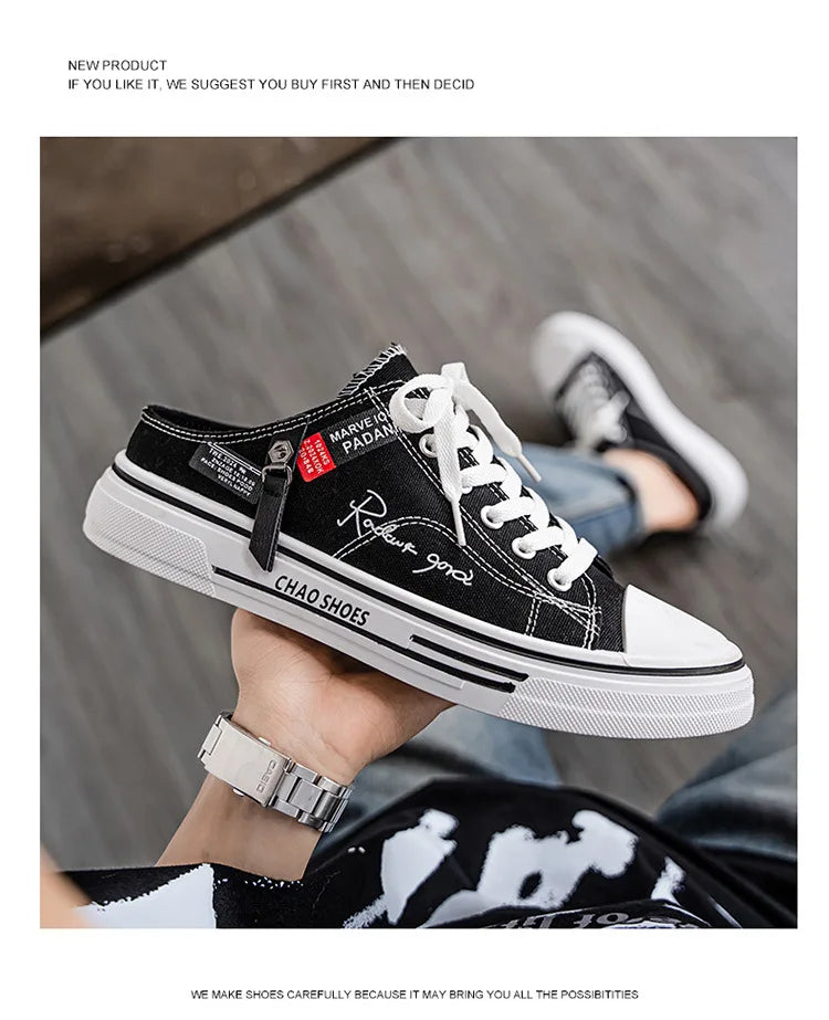 Zapatillas deportivas para hombre, zapatillas de lona transpirables con punta cerrada, mocasines a la moda para hombre, Zapatos para caminar al aire libre 2025, Zapatos de hombre