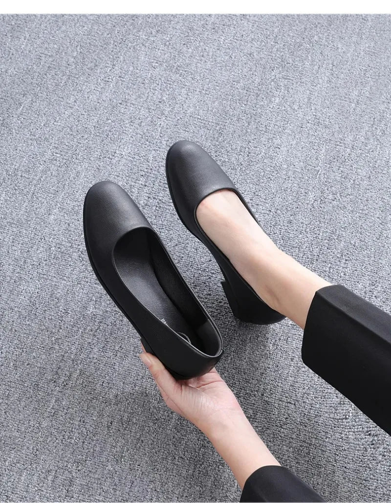 Zapatos De Mujer De suela blanda a la moda, Zapatos De trabajo cómodos para el trabajo, Zapatos De tacón grueso para Mujer, Zapatos antideslizantes De Mujer