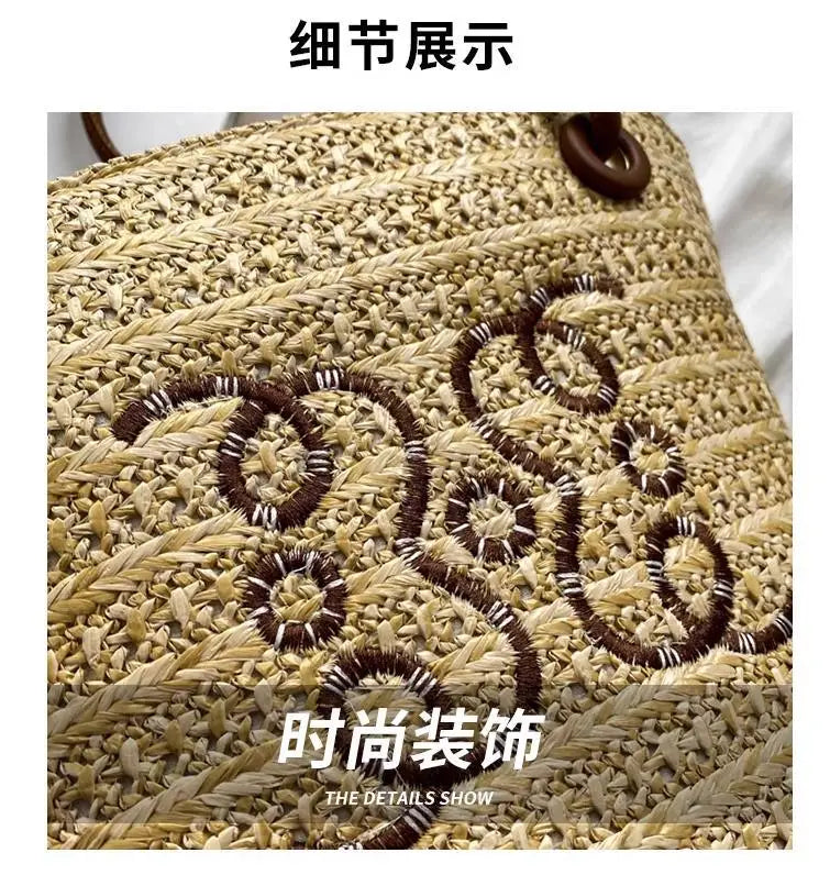 Bolso de hombro Retro a la moda, bolso de mano para mujer, bolso de diseñador de marca de lujo, bandolera de hombro de paja para mujer, bolsos de playa elegantes para mujer