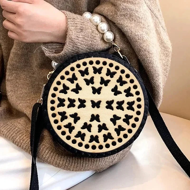 6 uds DIY parte inferior de cesta de madera Natural cesta de ganchillo hueca Base de madera para bolsa de tejer fondo artesanía hacer cesta tejida